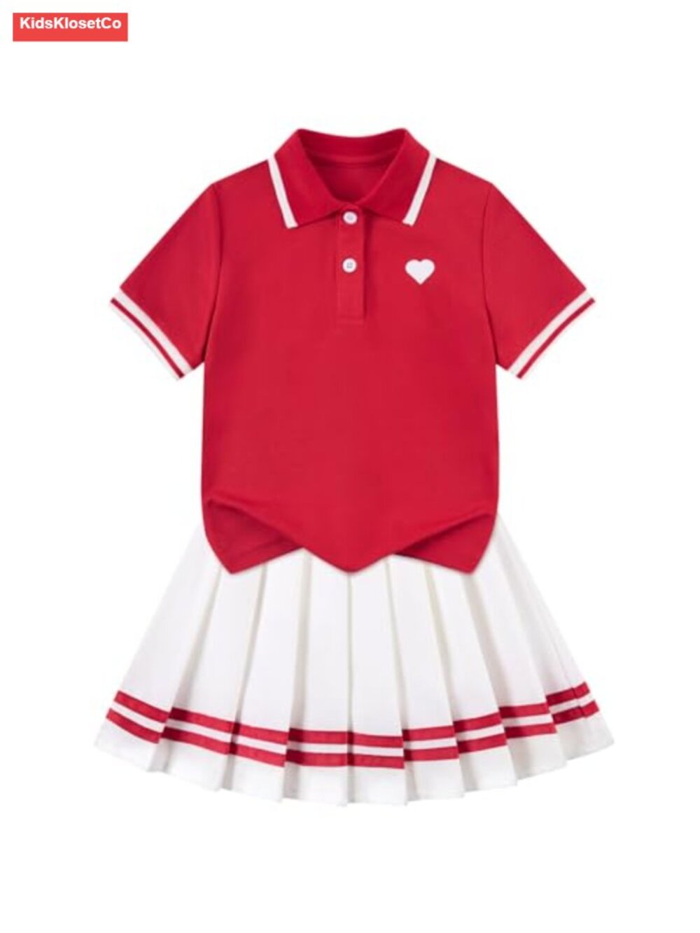 Girls 2Pc Tennis Dress Set Polo Top Pleated Skirt Shorts Easter Outfit